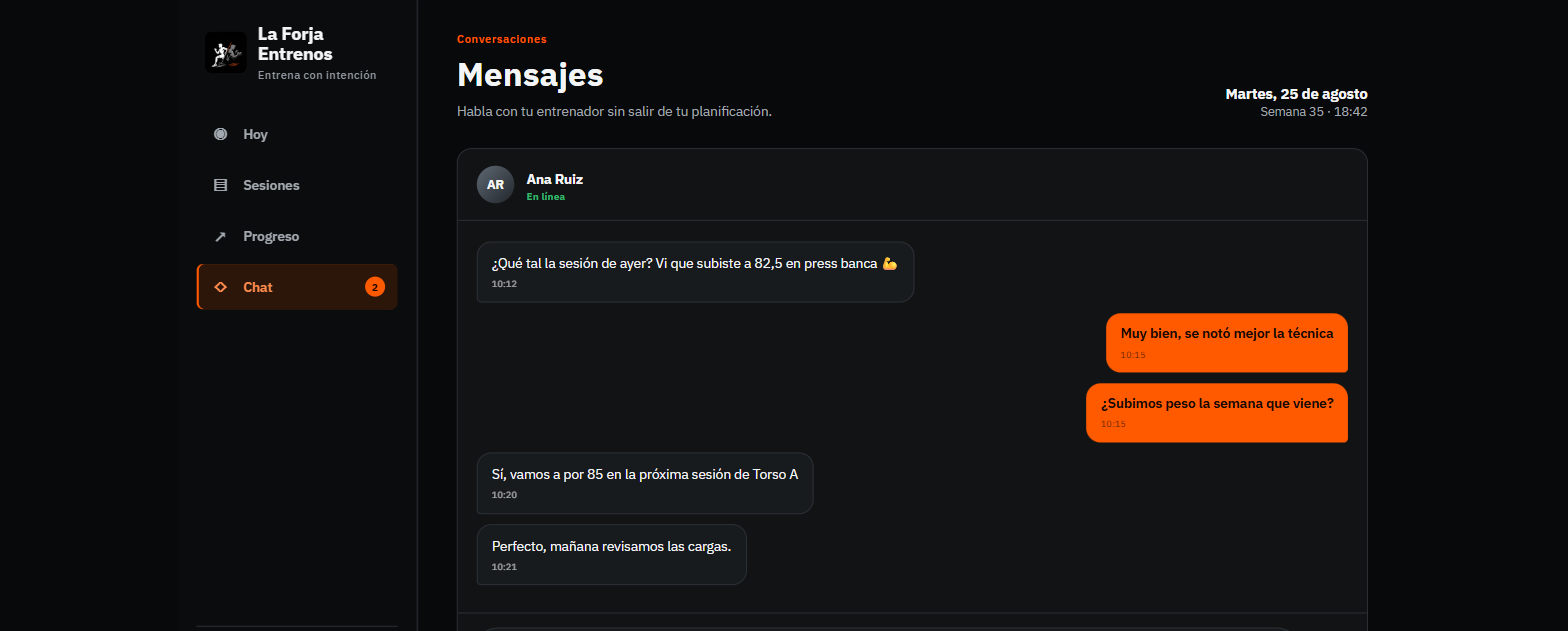 Chat entrenador atleta